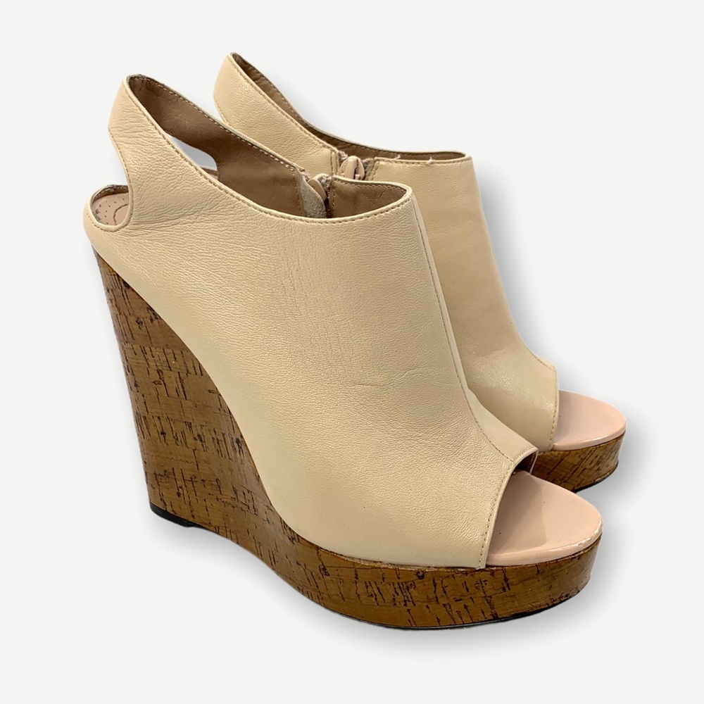 Jean-Michel Cazabat Waverly Leather Peep Toe Wedge